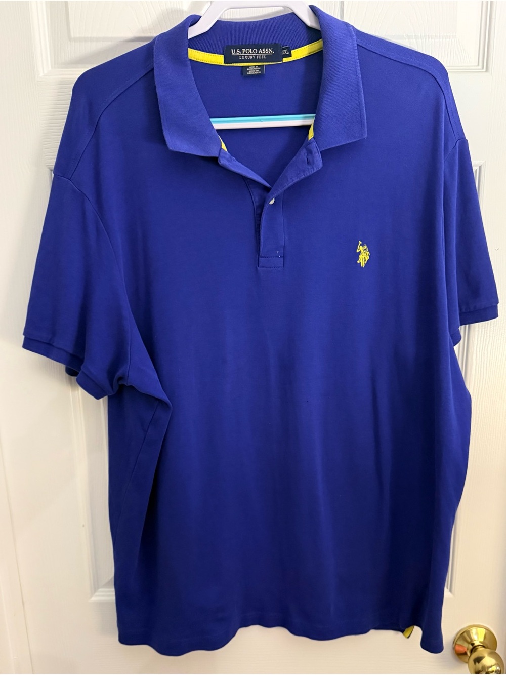 U.S. Polo Assn. Blue Polo with Yellow Emblem